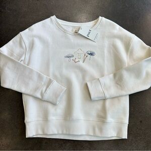 NWT Pact 100% Organic Cotton Mushroom Print Fleece Lined Slouchy Sweatshirt 🍄
